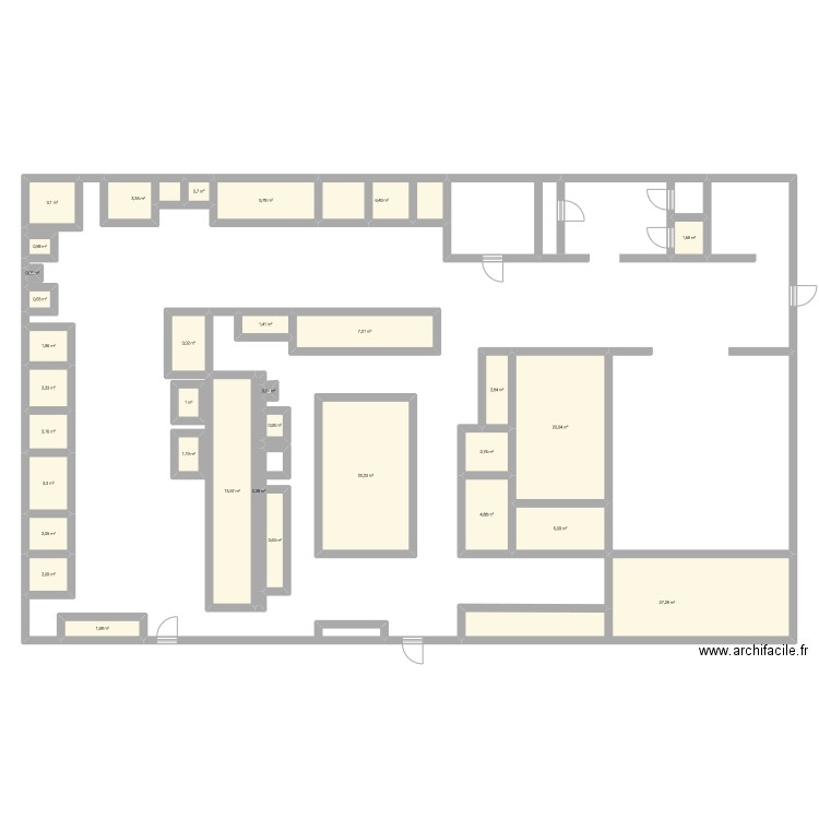 Plan boulangerie. Plan de 33 pièces et 153 m2