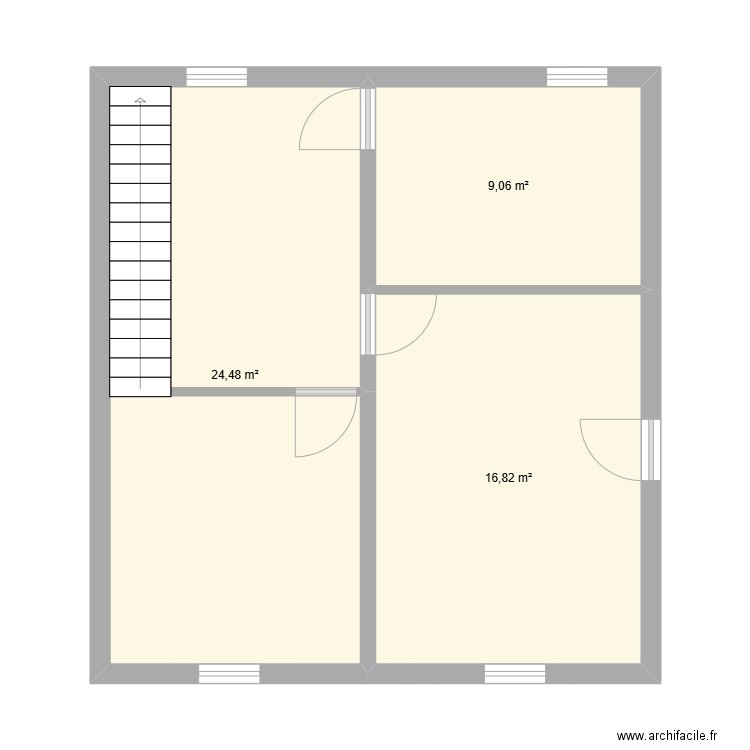 sous-sol nv1. Plan de 3 pièces et 50 m2