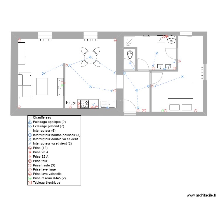 T2 pontarlier robin. Plan de 3 pièces et 57 m2