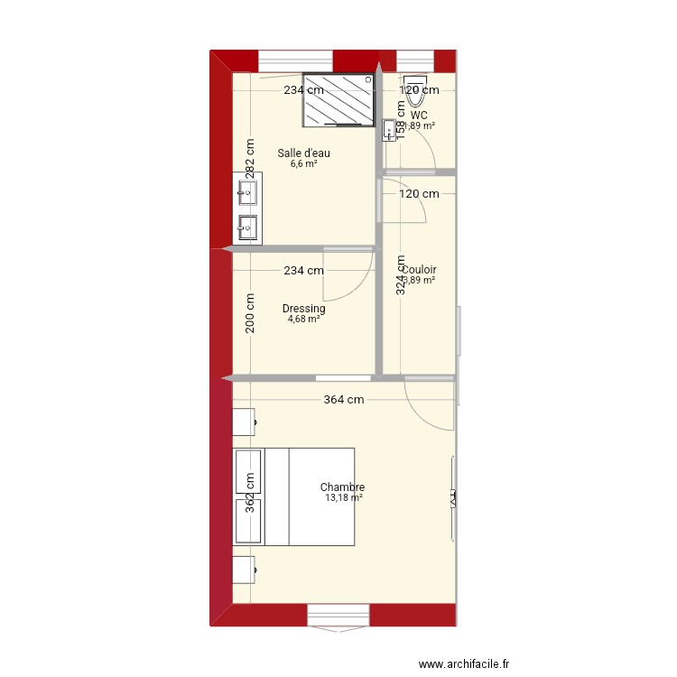 agrandissement. Plan de 5 pièces et 30 m2