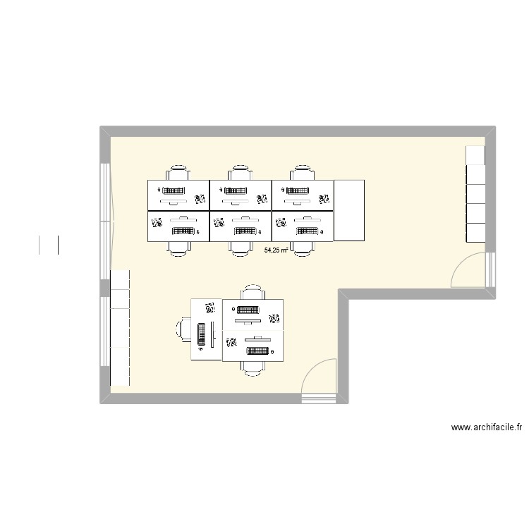 Bureau DSI 6. Plan de 1 pièce et 54 m2