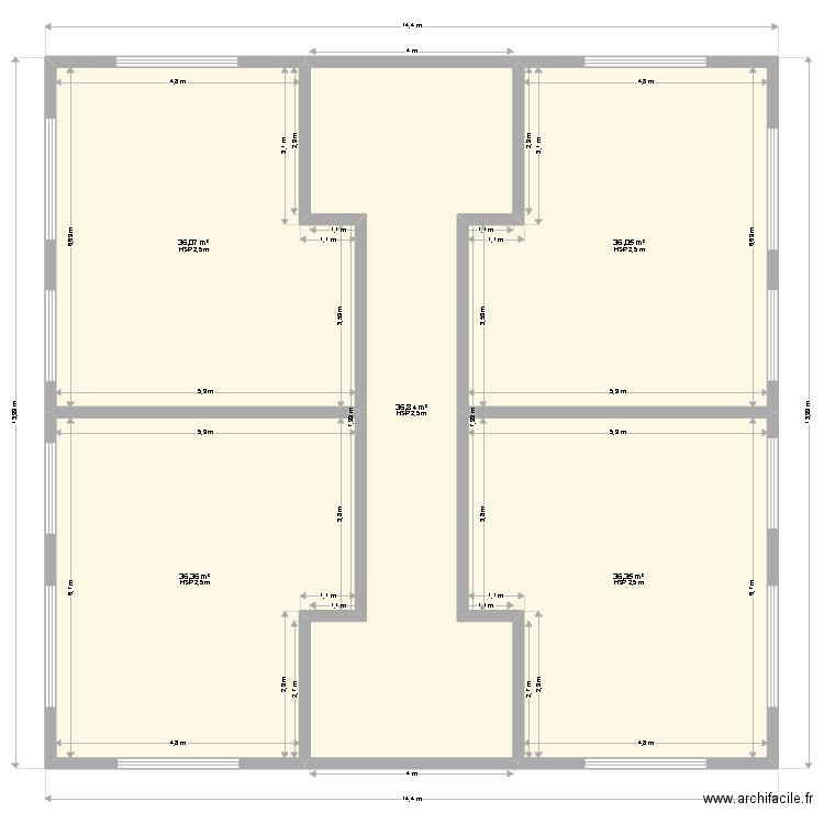 chambre 2. Plan de 5 pièces et 182 m2