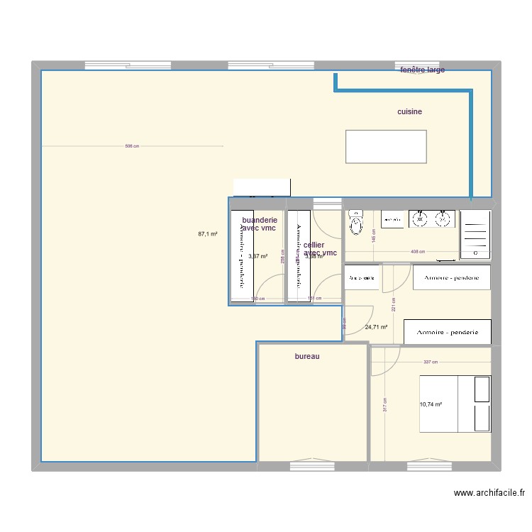 renov . Plan de 5 pièces et 130 m2