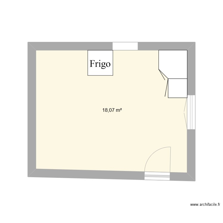 cuisine. Plan de 1 pièce et 18 m2