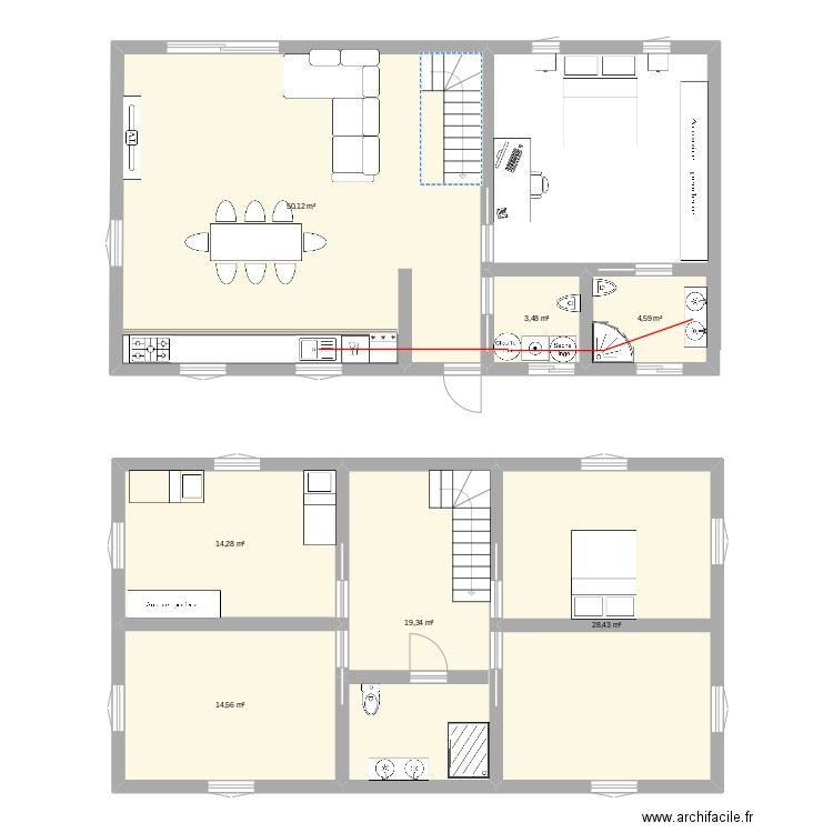 Fred. Plan de 7 pièces et 135 m2