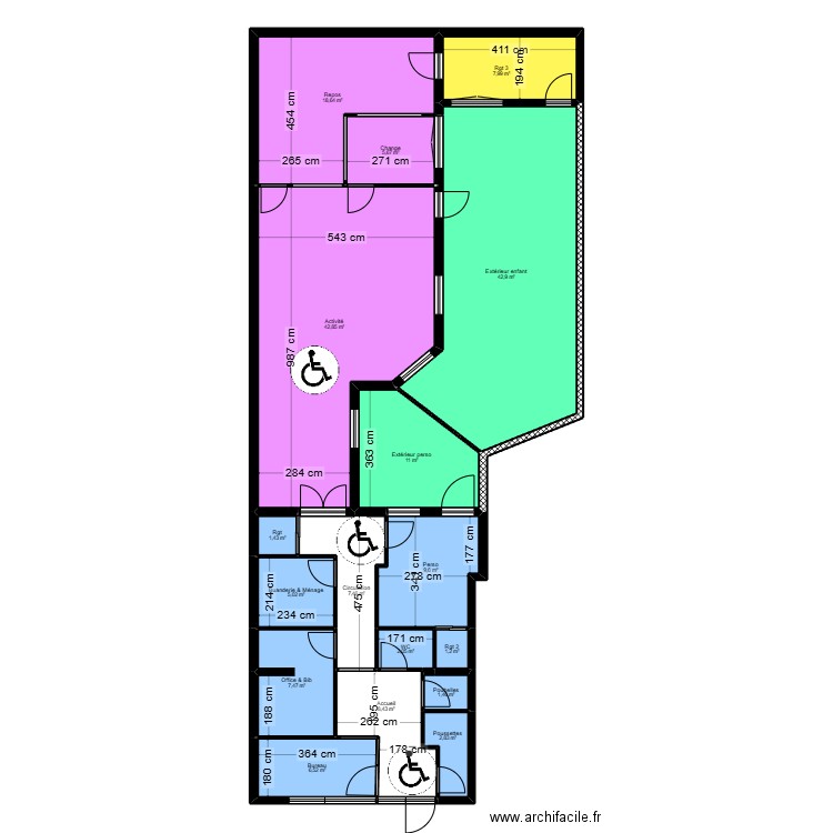 94I28C Travaux 2 jordan. Plan de 17 pièces et 183 m2