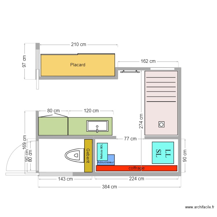 Salle de bain V2. Plan de 0 pièce et 0 m2