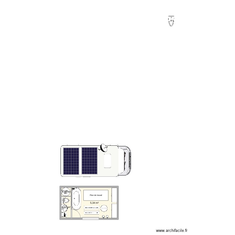 van . Plan de 3 pièces et 6 m2