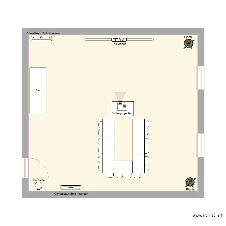 Salle de réunion. Plan de 1 pièce et 42 m2