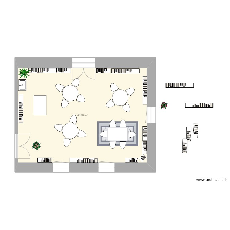 ARCHIPEL. Plan de 1 pièce et 46 m2