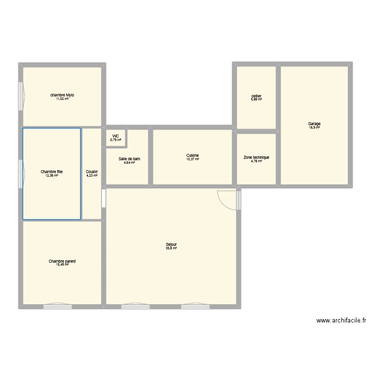 maison montagnac. Plan de 11 pièces et 124 m2