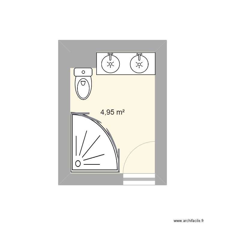 plan sdb 2 . Plan de 1 pièce et 5 m2