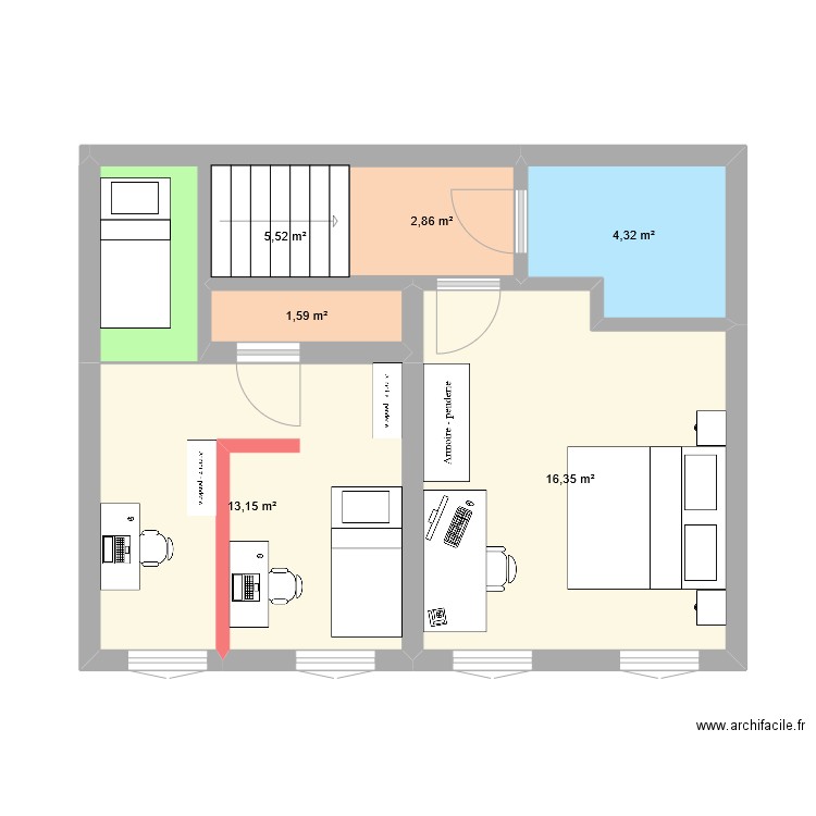 Scenario2. Plan de 6 pièces et 47 m2