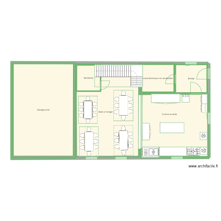 Plan RDC. Plan de 6 pièces et 124 m2