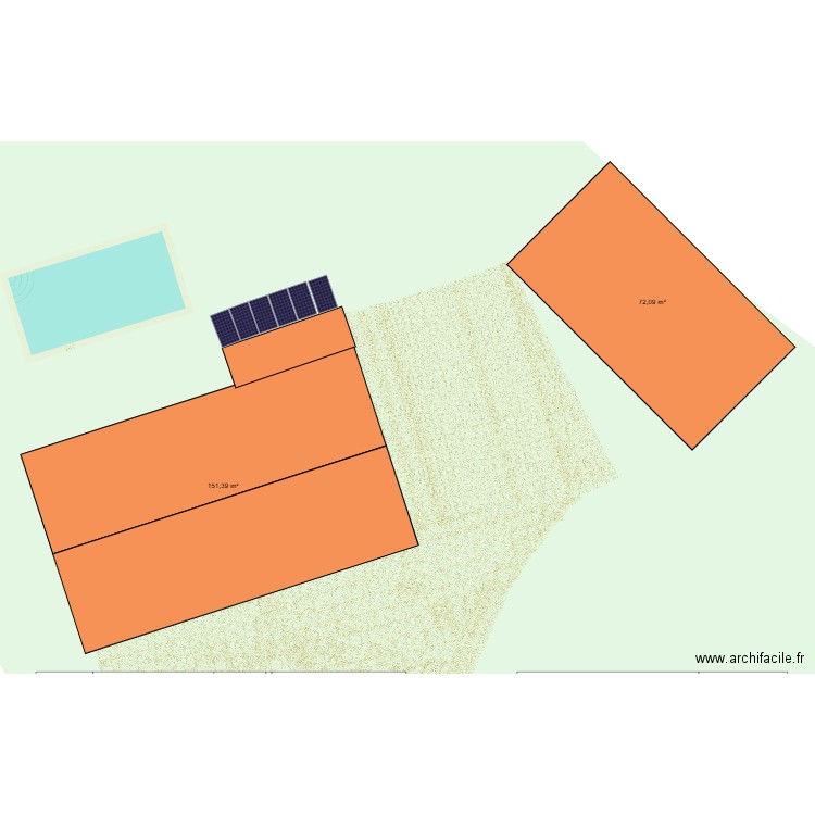 Garage 4 voitures le long de la cloture. Plan de 4 pièces et 447 m2