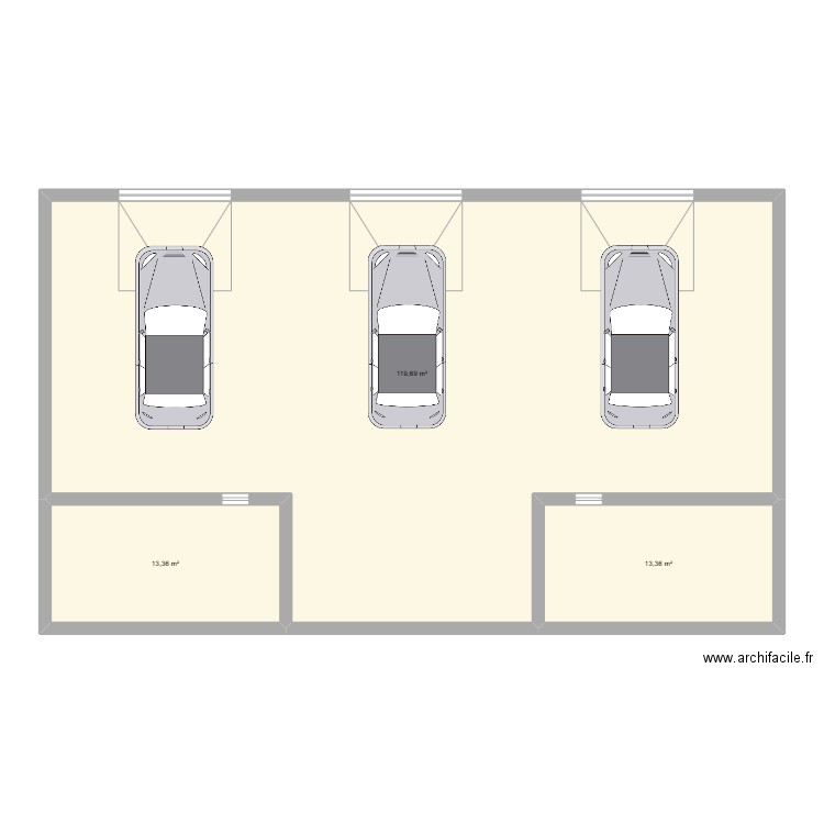 garage. Plan de 3 pièces et 146 m2