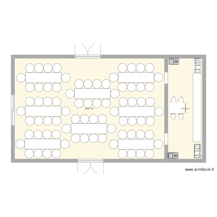 Maison. Plan de 2 pièces et 114 m2