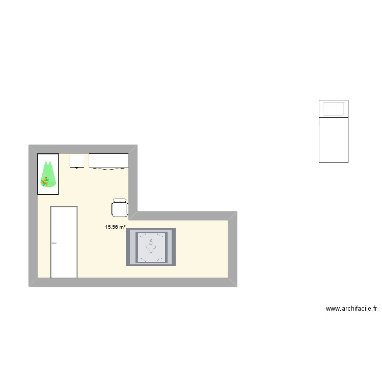 chambre. Plan de 1 pièce et 16 m2