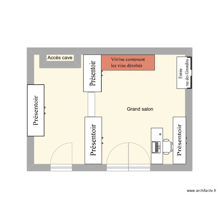 Salle ST E. Plan de 3 pièces et 21 m2