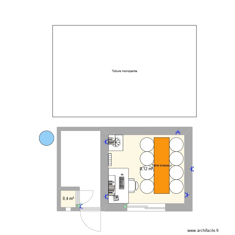 Jardin 2024. Plan de 2 pièces et 9 m2