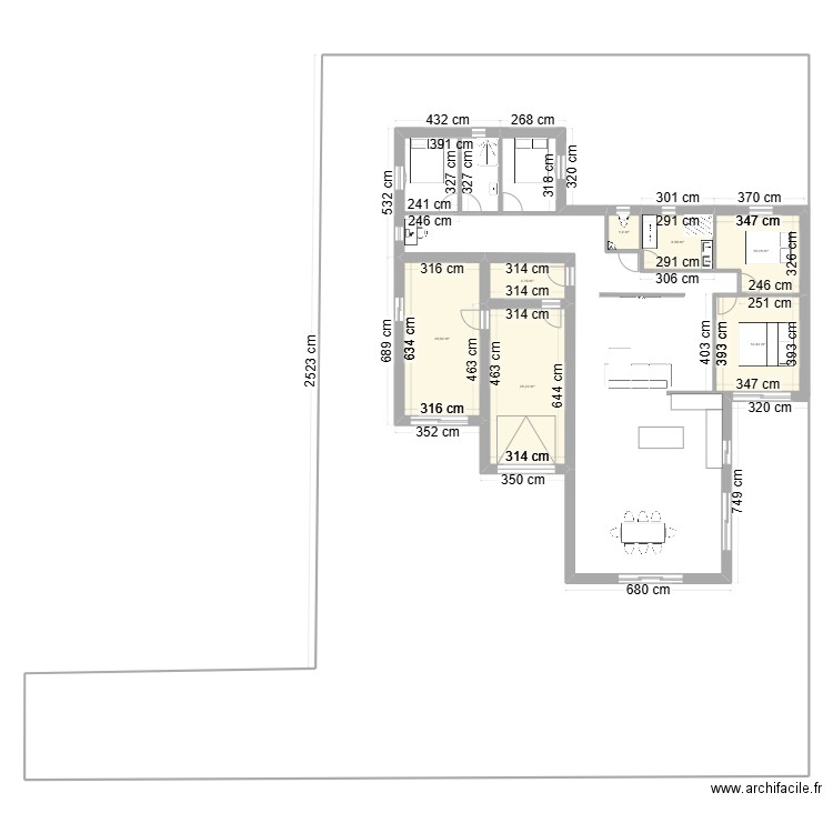 maison la plaine. Plan de 7 pièces et 77 m2