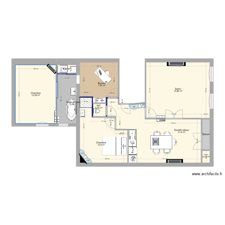 Heurteloup V02. Plan de 13 pièces et 85 m2