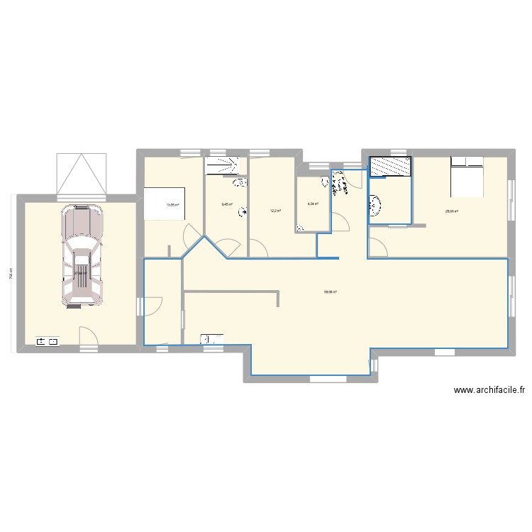 pmr. Plan de 7 pièces et 203 m2