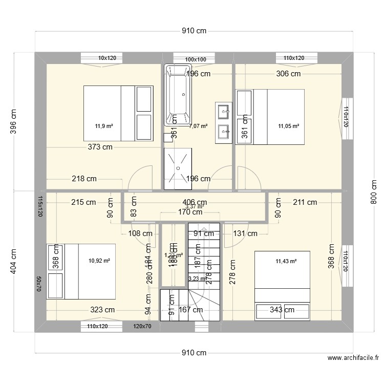 ETAGE DEF JORGE V2 CHEMINEE. Plan de 8 pièces et 60 m2