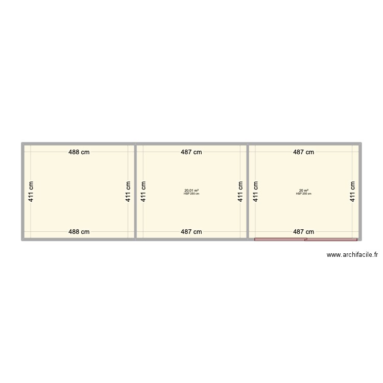 n°1. Plan de 3 pièces et 60 m2