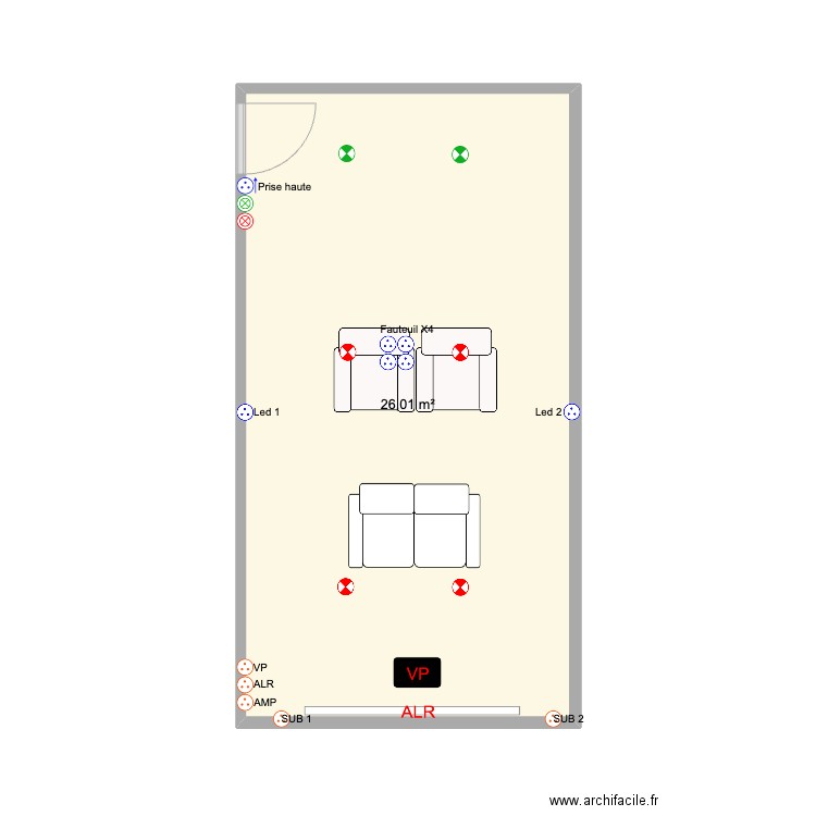 sous sol. Plan de 1 pièce et 26 m2