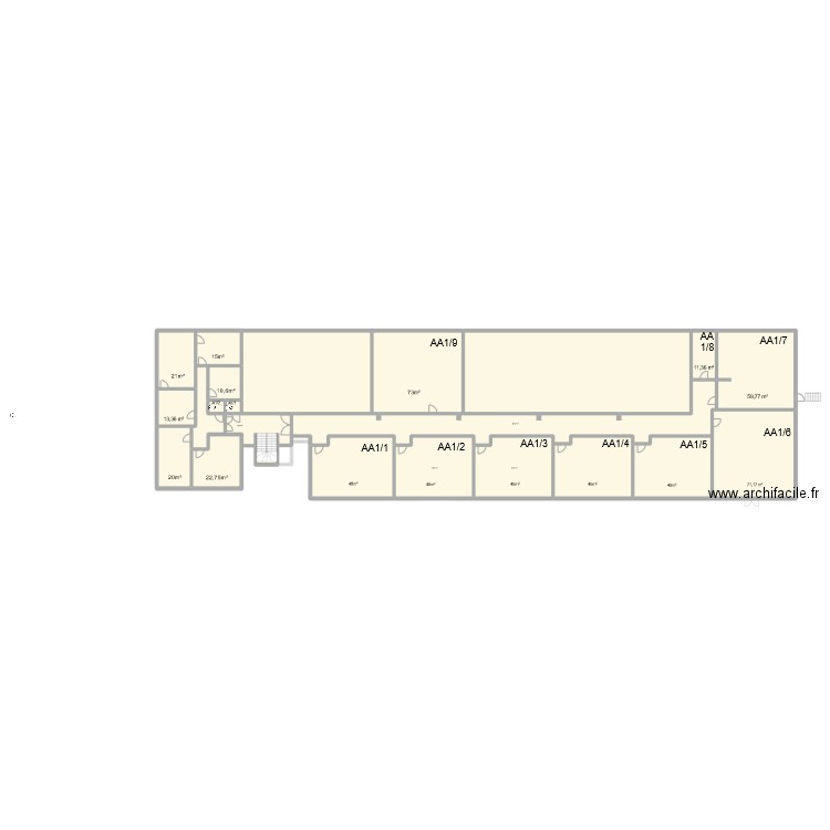 CAN - A+1. Plan de 33 pièces et 1892 m2