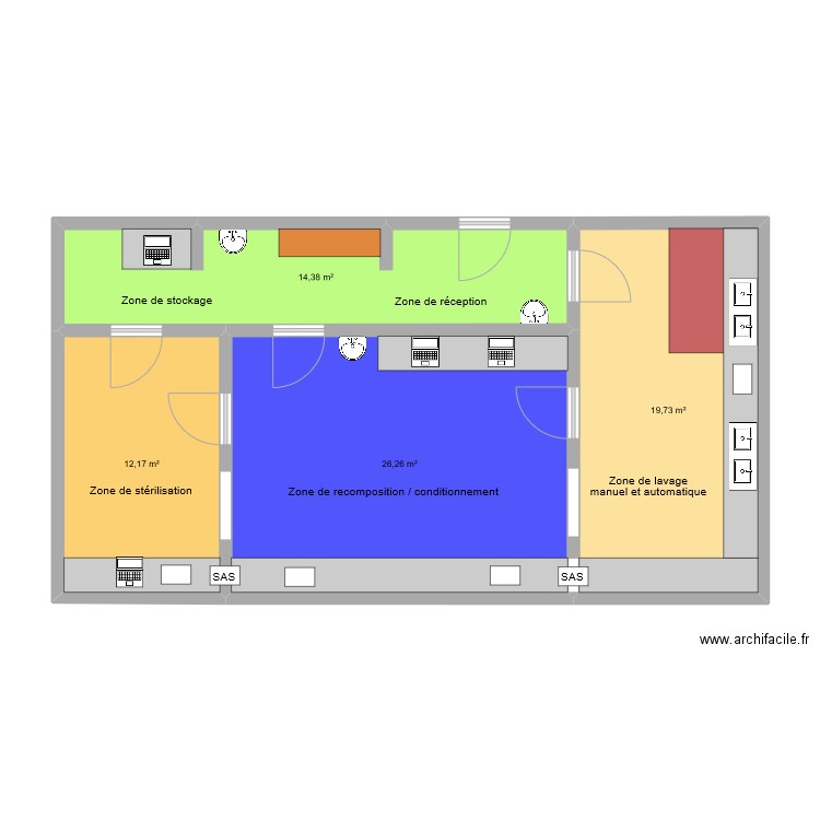 B007. Plan de 4 pièces et 73 m2