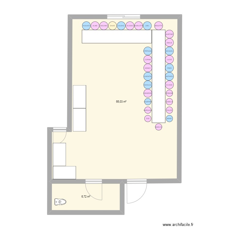 PLAN EN L. Plan de 2 pièces et 72 m2