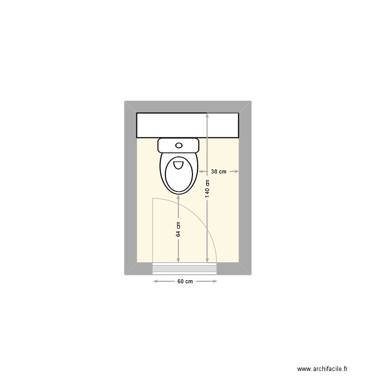 WC Led. Armelle. Plan de 1 pièce et 1 m2