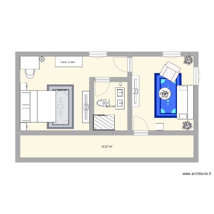 Suite etlv. Plan de 4 pièces et 50 m2