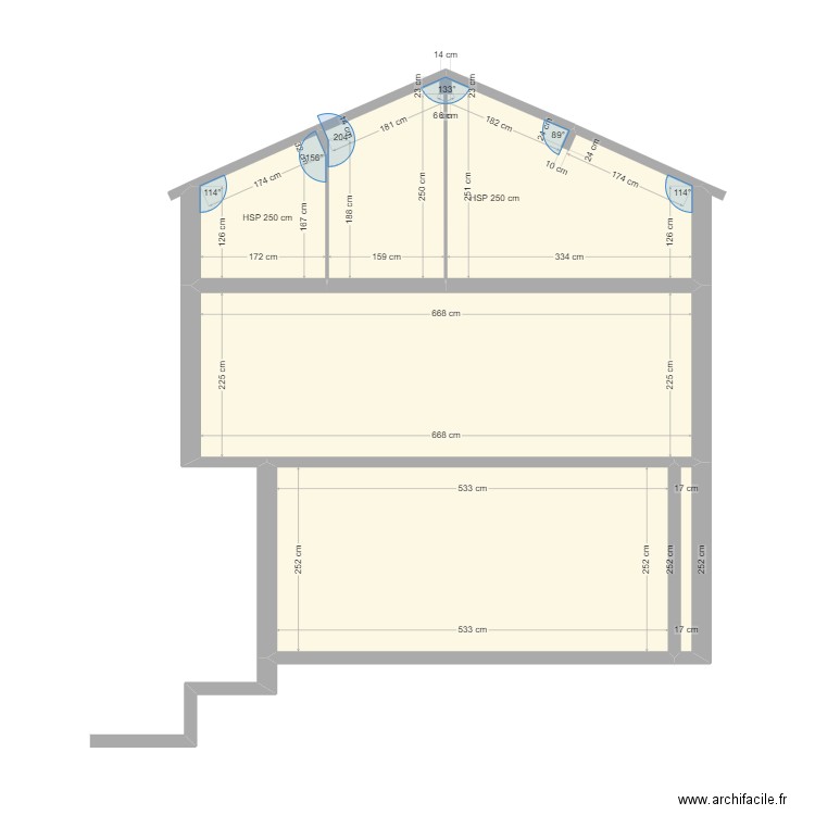 elevation. Plan de 5 pièces et 42 m2