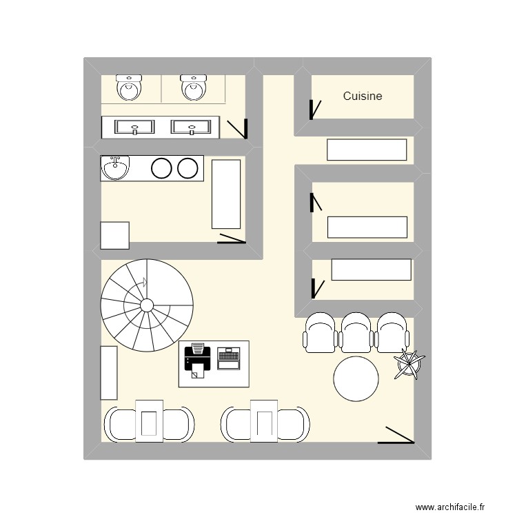 Rez de chaussée Institut . Plan de 6 pièces et 22 m2