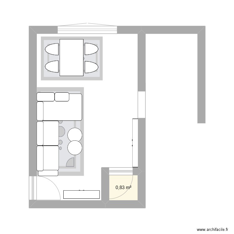 Plan A. Plan de 1 pièce et 1 m2