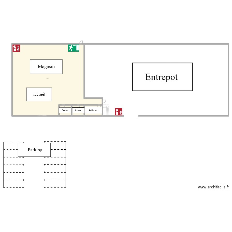 stage. Plan de 4 pièces et 407 m2