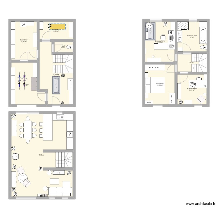 Chantanière. Plan de 11 pièces et 145 m2