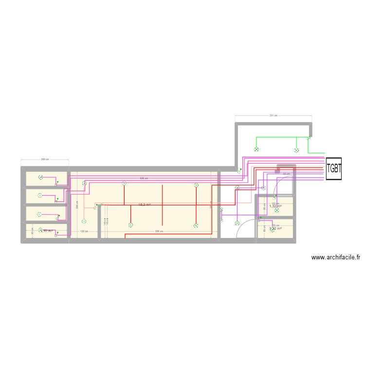 WC UT. Plan de 7 pièces et 26 m2