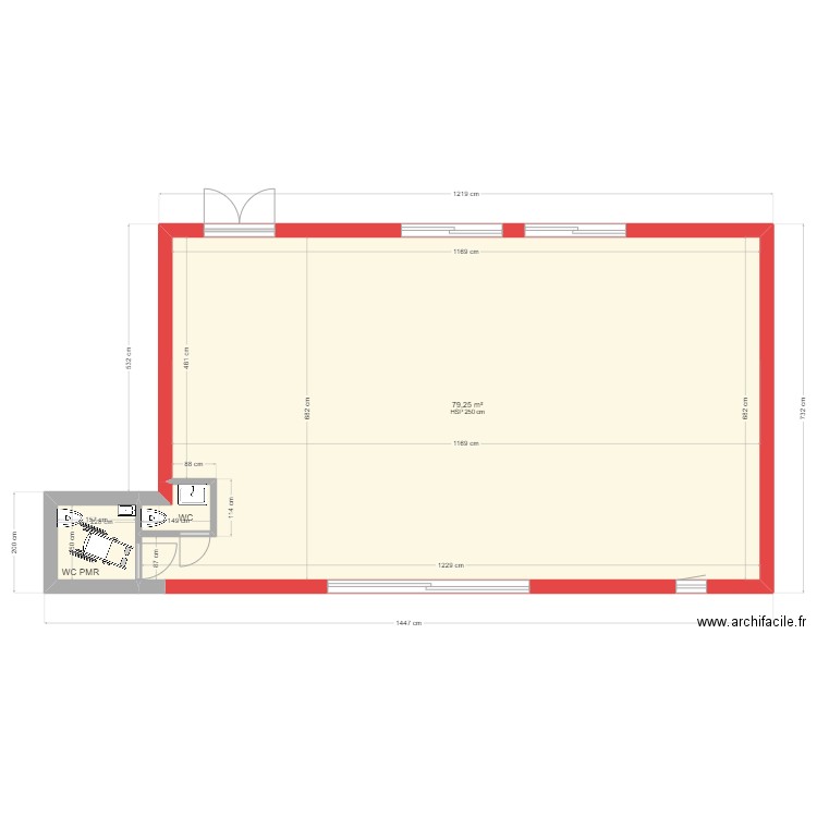 Projet LPDA 6. Plan de 3 pièces et 83 m2