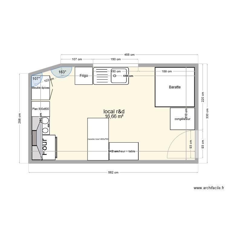 labo r&d. Plan de 1 pièce et 17 m2