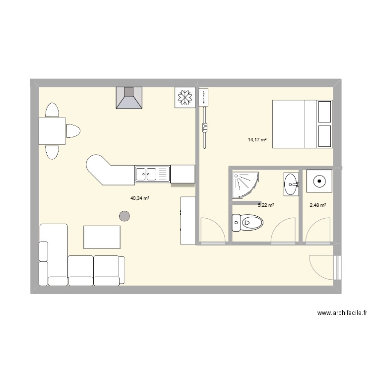 Pha Bat appartement. Plan de 4 pièces et 62 m2