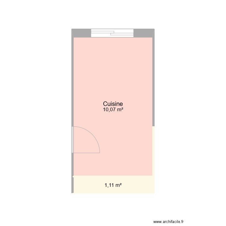 Cuisine. Plan de 2 pièces et 11 m2