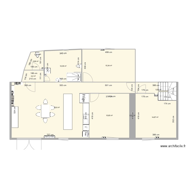 plan simplifie. Plan de 9 pièces et 111 m2