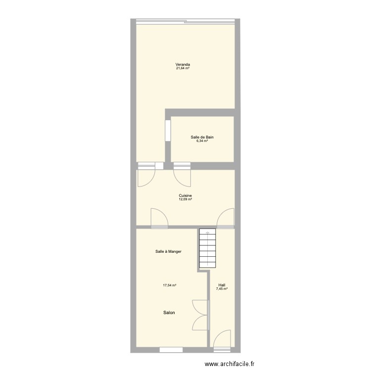 flénu rdc. Plan de 5 pièces et 65 m2