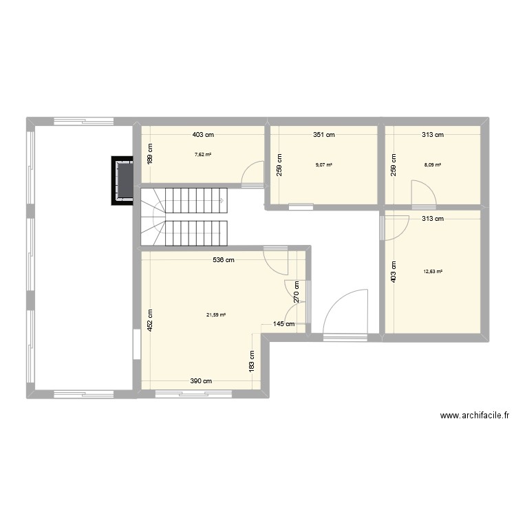 MAISON. Plan de 5 pièces et 59 m2