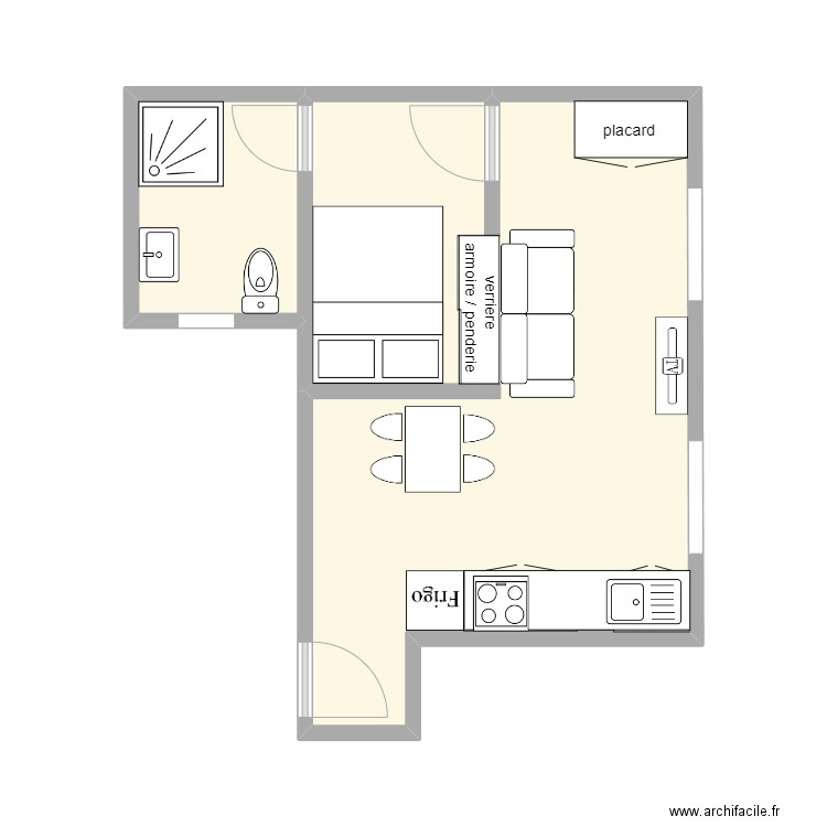 cindy. Plan de 2 pièces et 27 m2