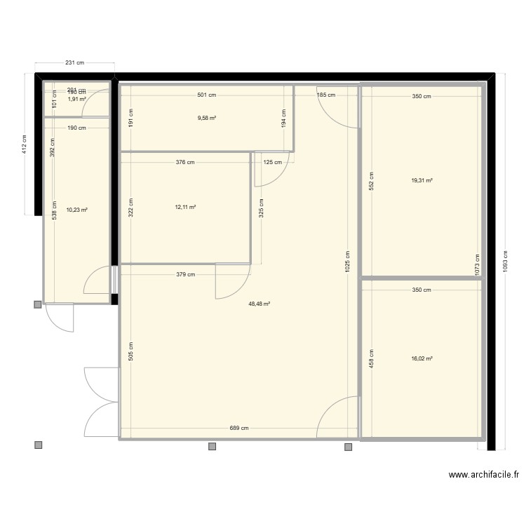 1e plan fromagerie. Plan de 7 pièces et 118 m2